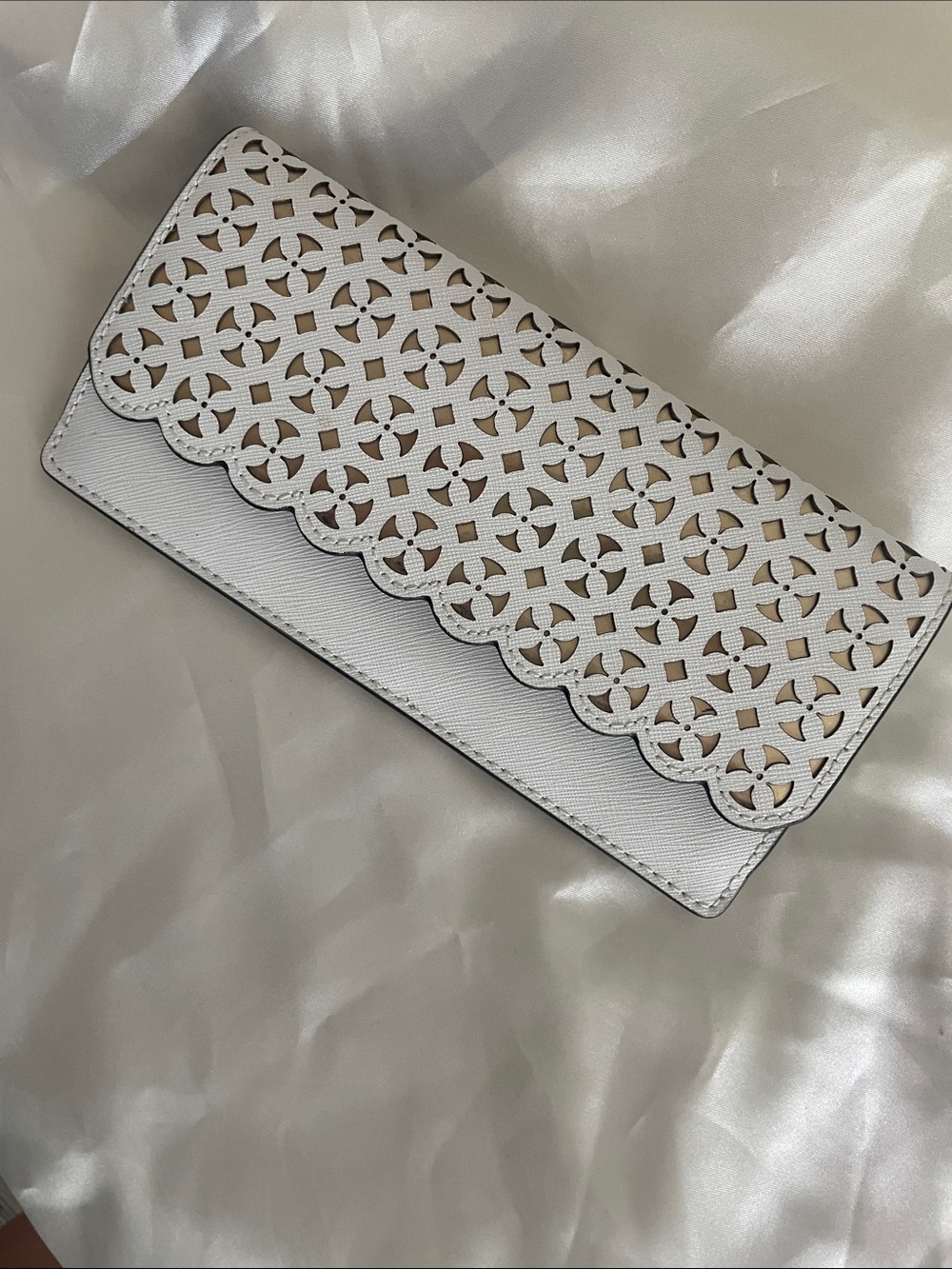 Michael Kors White Laser-Cut Scallop Trim Wallet